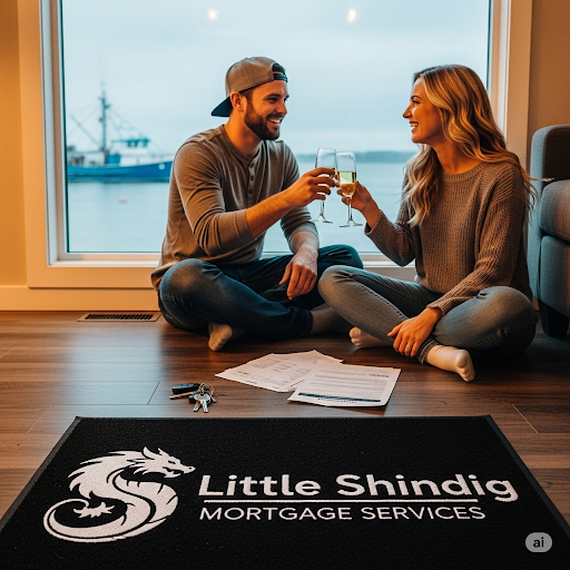 Family reviewing mortgage agreement together